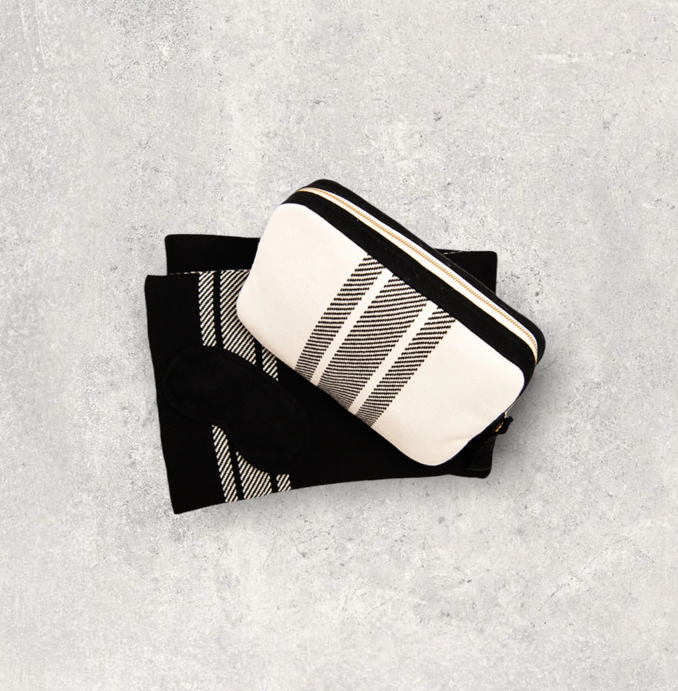 Stripe Black / Natural Travel Set