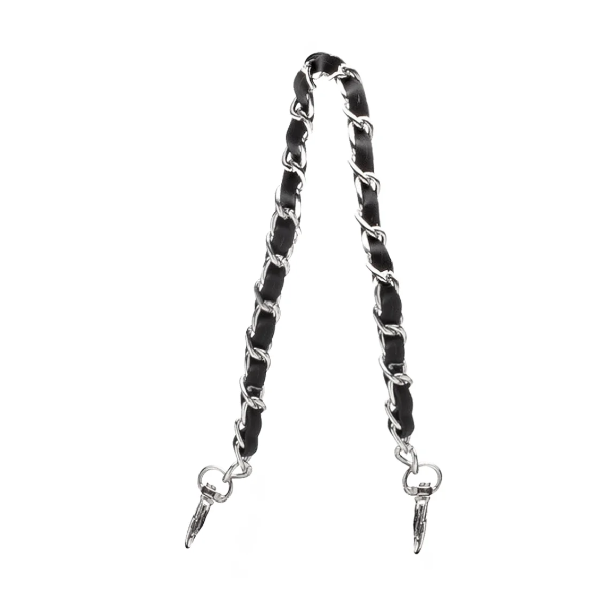 Wristlet Strap - Silver Metal Chain with Black