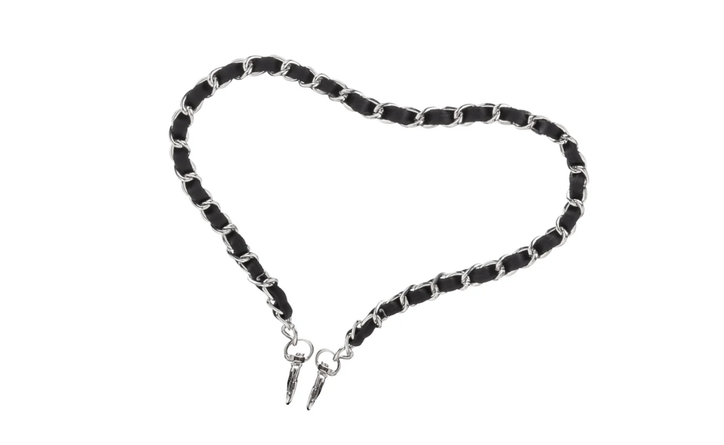 Wristlet Strap - Silver Metal Chain with Black