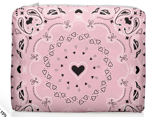 Medium Zipper Pouch Baby Pink Bandana