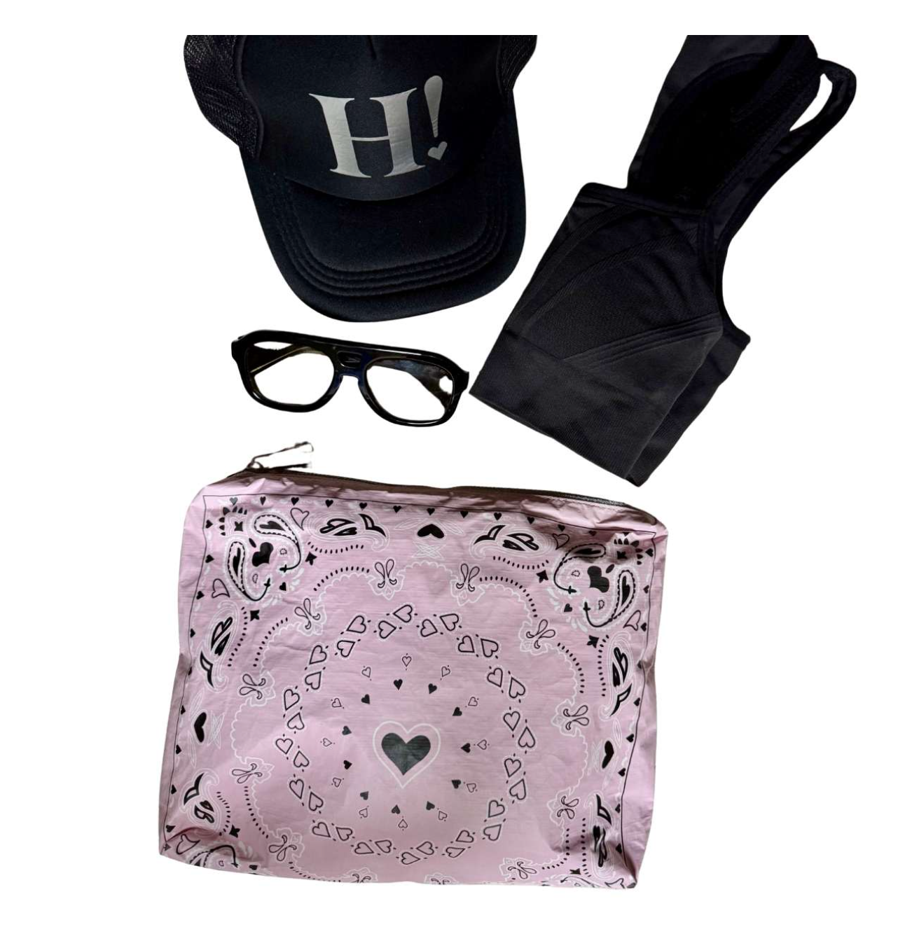 Medium Zipper Pouch Baby Pink Bandana