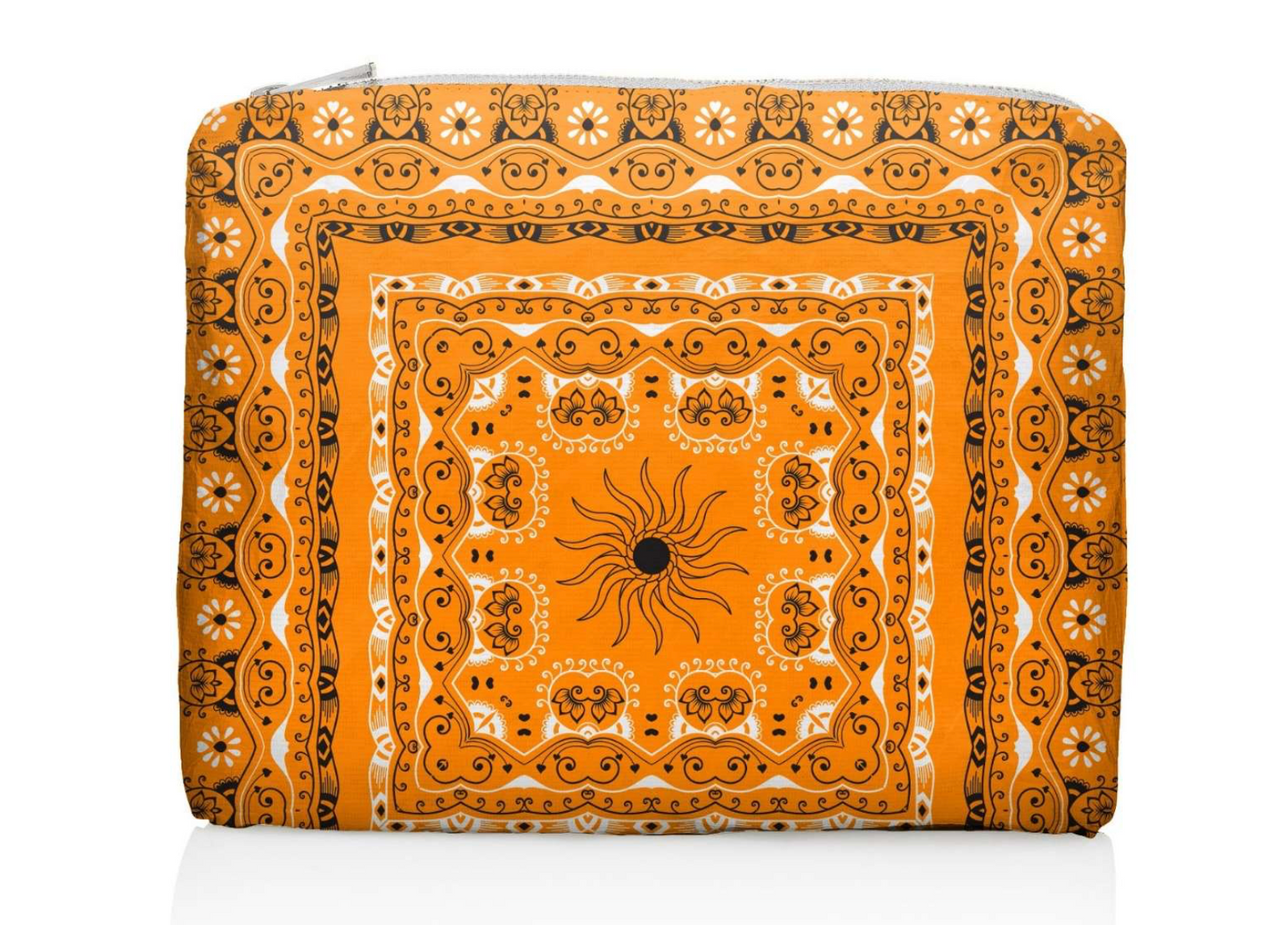 Medium Zipper Pouch - Orange Bandana Print