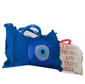 Blue Evil Eye Fringe Tote