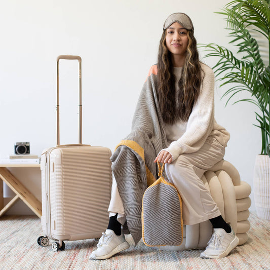 Chevron Stripes Yellow/Melon 100% Organic Cotton Travel Set