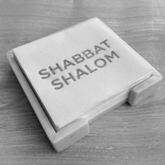 Marble Cocktail Napkin Hostess Set: Shabbat Shalom