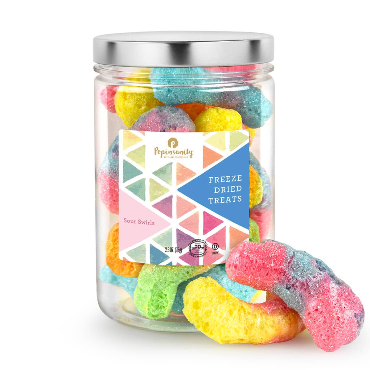 Freeze Dried Sour Swirls Candy Gift Jar | Gummy Worms