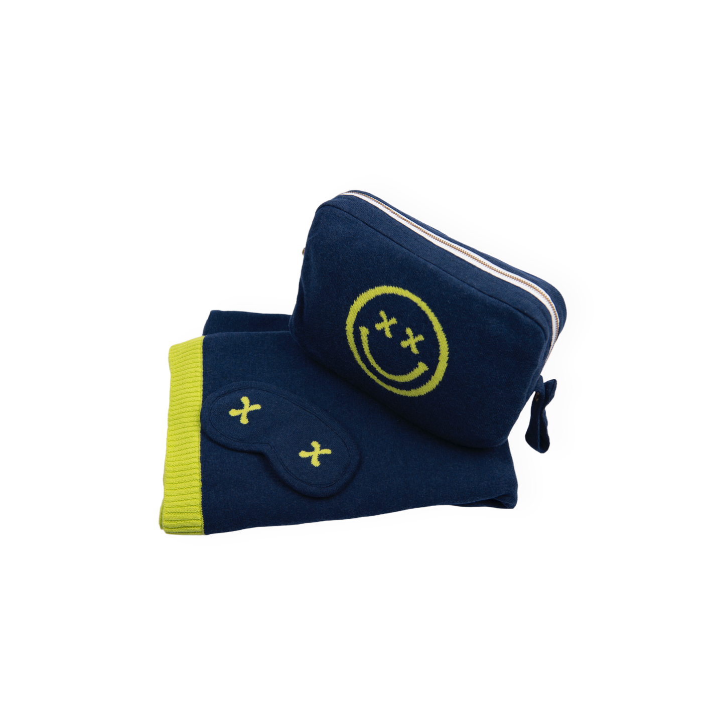 Smiley Cross Eyed - Navy/Neon Yellow