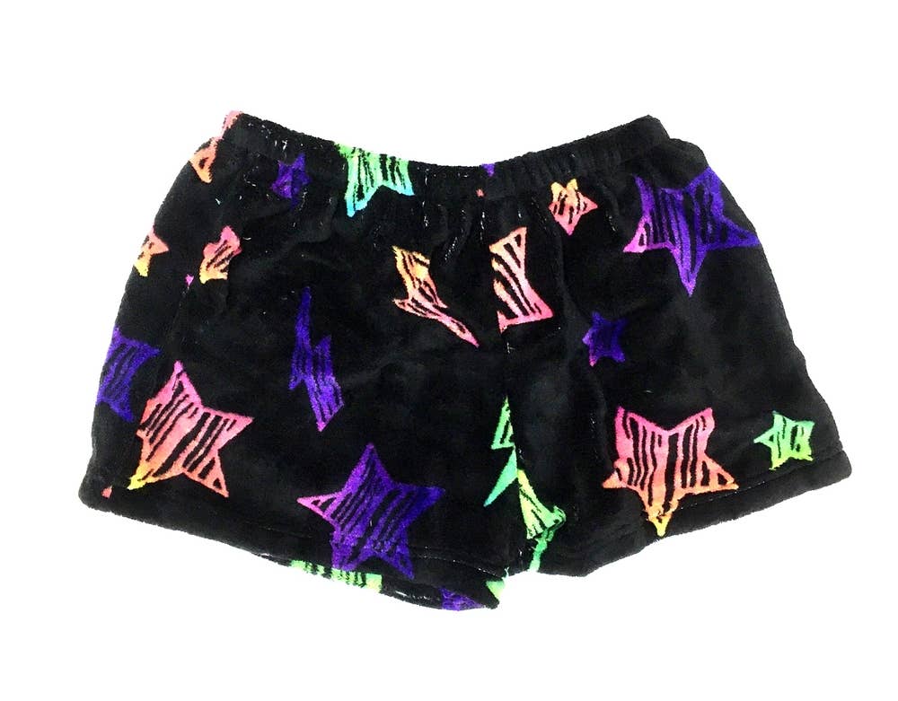 Stars & Bolts Fuzzy Pajama Shorts: Kids 5/6