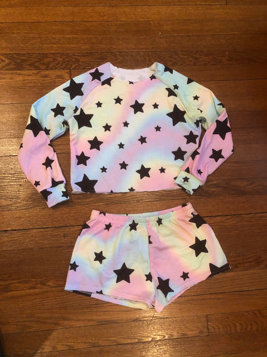 Pastel Tie Dye Star French Terry Shorts