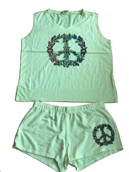 Neon Yellow Peace Butterfly Set