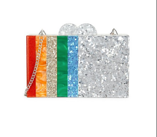 Half Stripe Rainbow Box Clutch