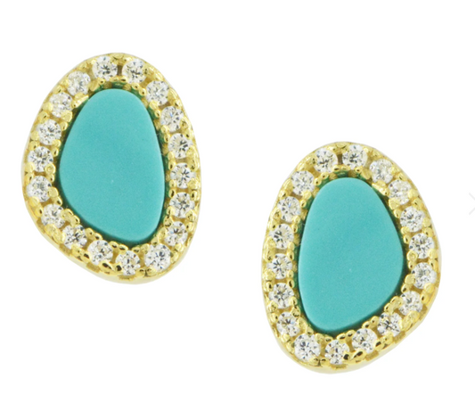 Turquoise Pebble Stud Earrings