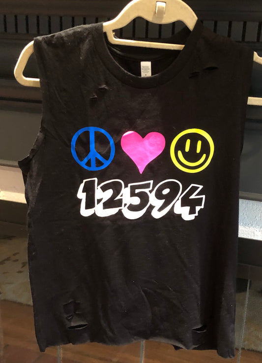 Ramah Black Muscle Tee with Neon